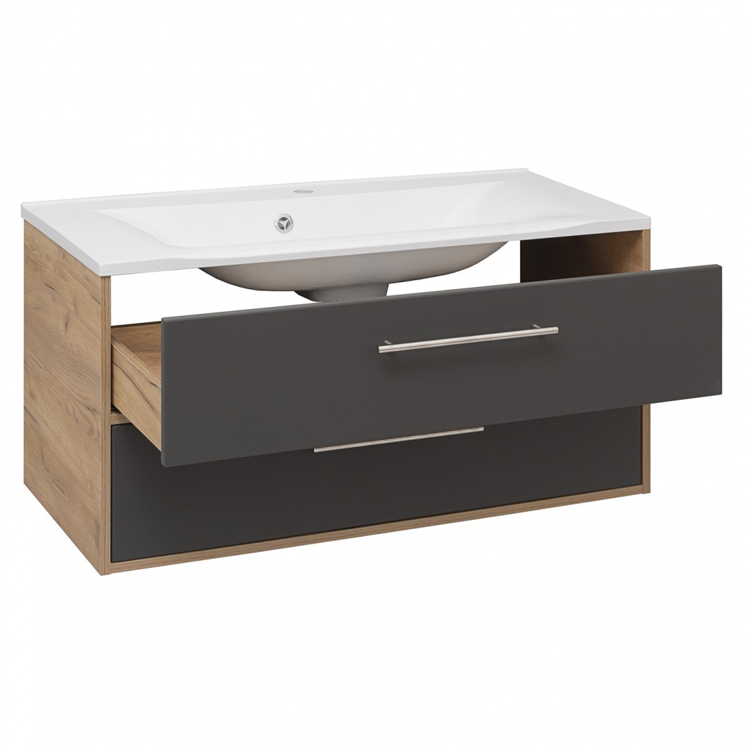 Приобрести aqua de marco тумба подвесная с раковиной melbourne 100 cм. дуб-серый