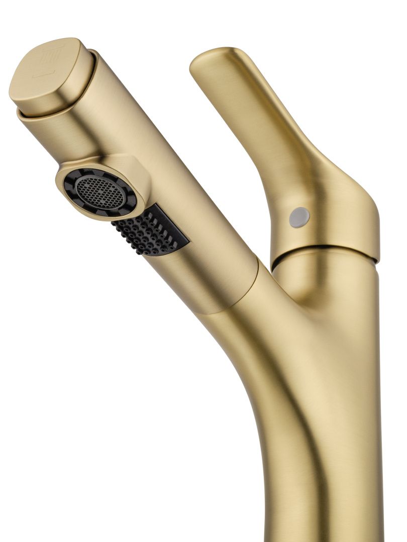 Приобрести смеситель для раковины с выдвижным изливом wonzon & woghand, брашированное золото (ww-ae4151-bg)