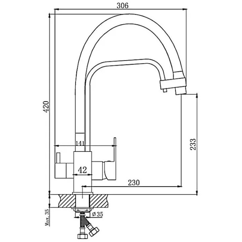 Приобрести haiba смеситель для кухни 420 мм, гибкий излив, черный hb-76615-7