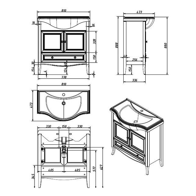 Приобрести caprigo тумба с раковиной lion 80 см, светлое дерево, экошпон 38313 3