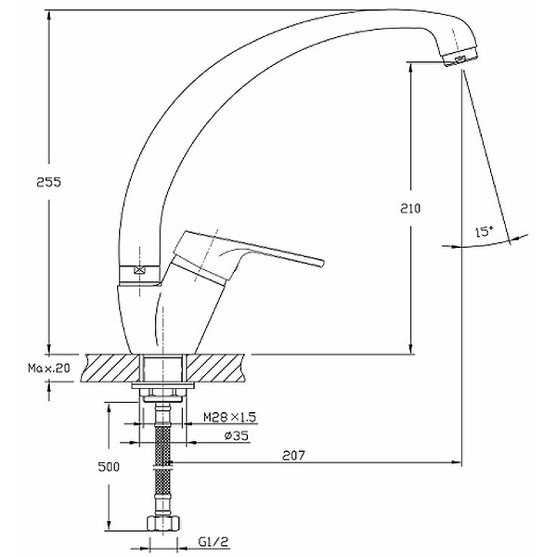 Приобрести haiba смеситель для кухни 255 мм, хром hb-4116-2