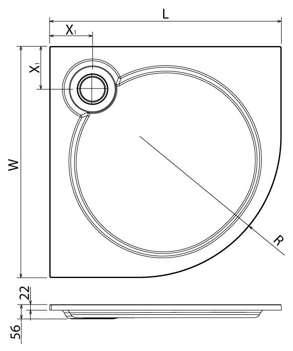 Приобрести cezares поддон из искусственного камня tray 90х90см, встраиваемый tray-s-r-90-550-56-w
