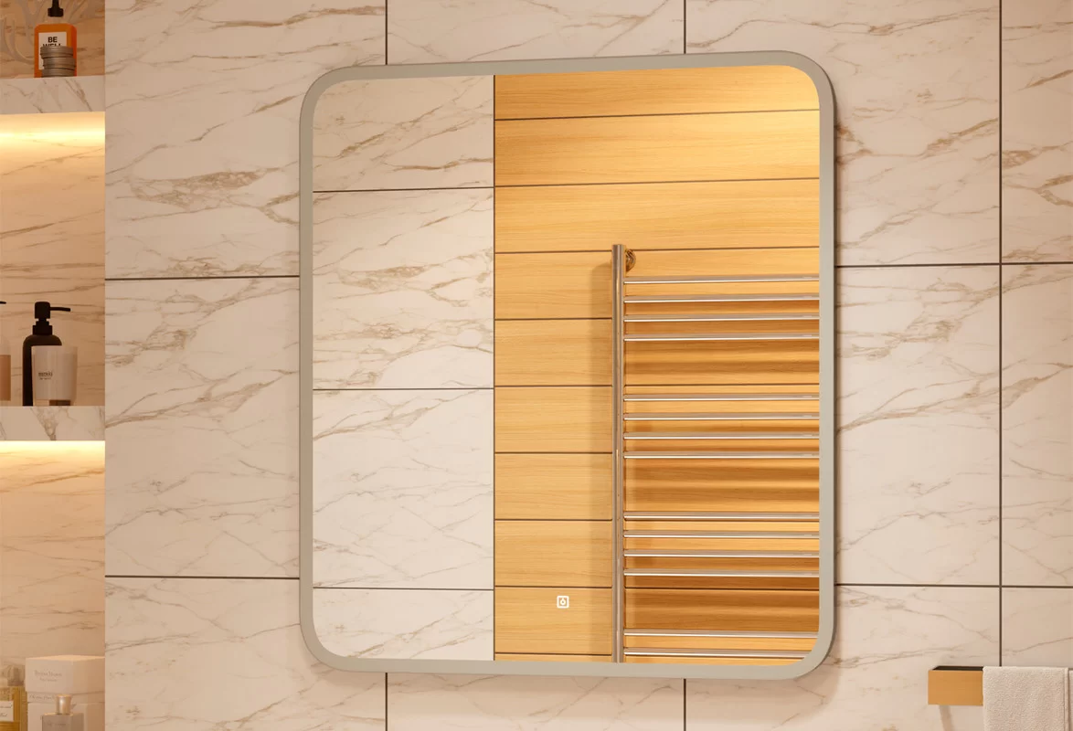 Приобрести continent зеркало с подсветкой glamour 80х90 см, белое