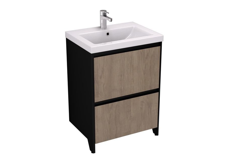 Приобрести тумба напольная с раковиной velvex klaufs 60 см tnkla.60.2y-617.217, черный/дерево
