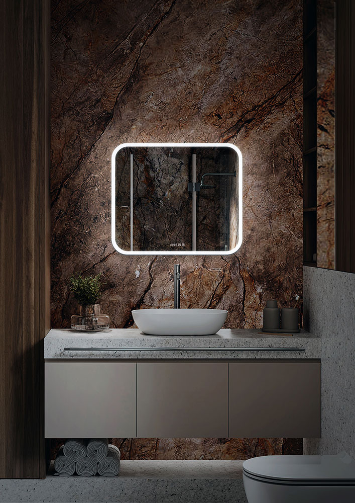 Приобрести azario зеркало стив 80х68 см c подсветкой, сенсор выключатель, часы фр-00001394