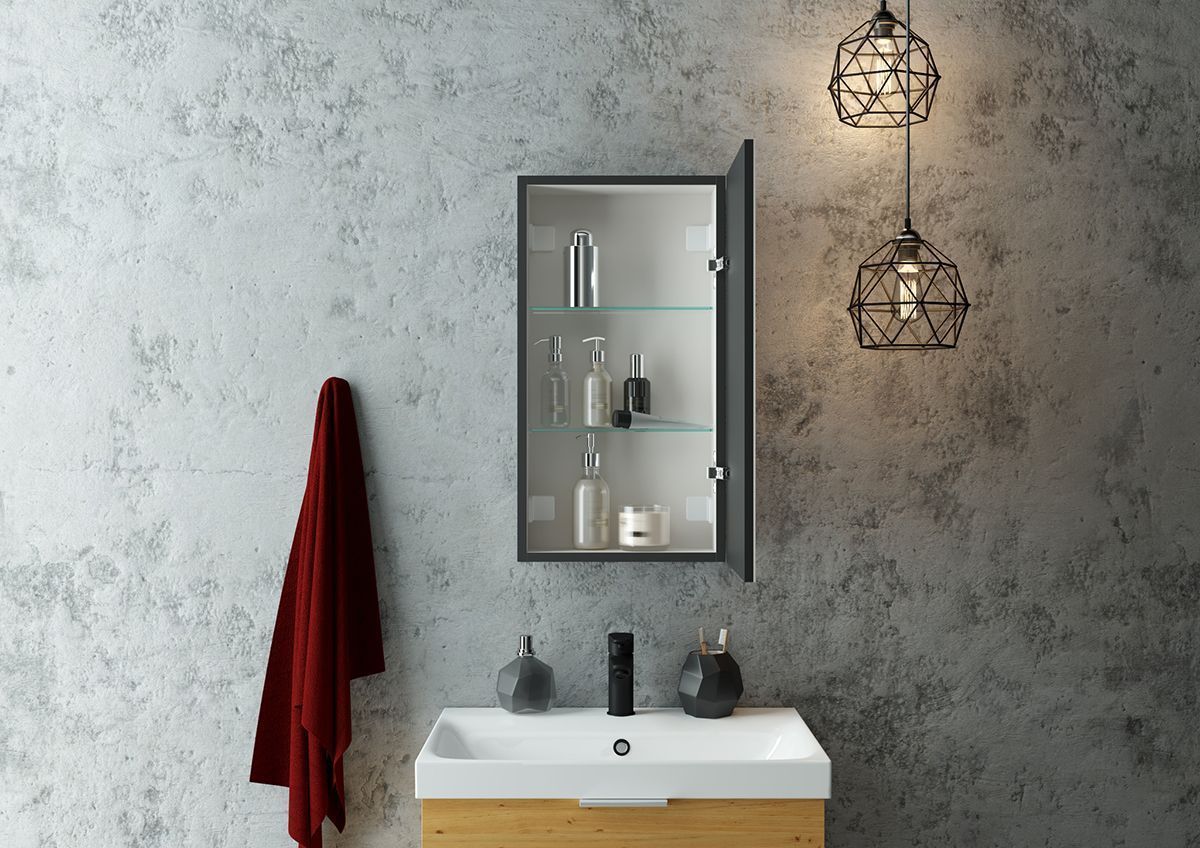 Приобрести continent зеркало шкаф с подсветкой mirror box black 35х65 см, сенсорный включатель, правосторонее, черное