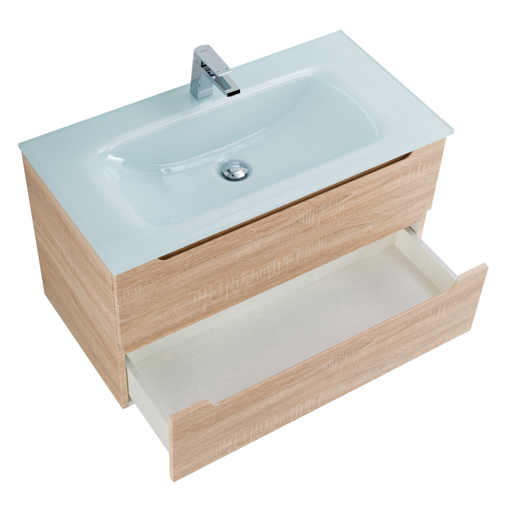 Приобрести belbagno тумба с раковиной etna 100 см, подвесная rovere bianco, стеклянная раковина