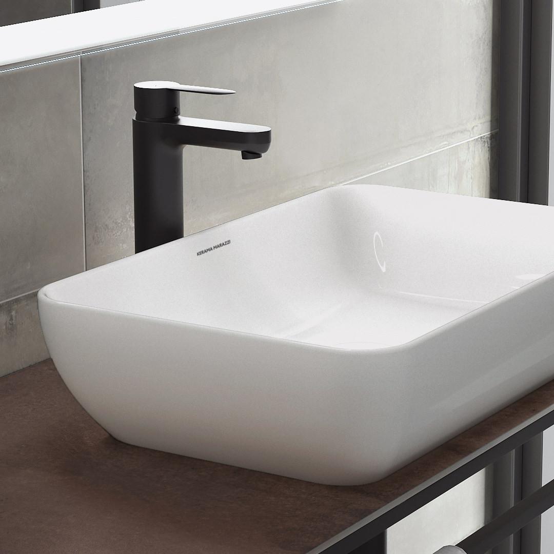 Приобрести kerama marazzi смеситель для раковины ole, высокий, черный матовый 69415km.01.093