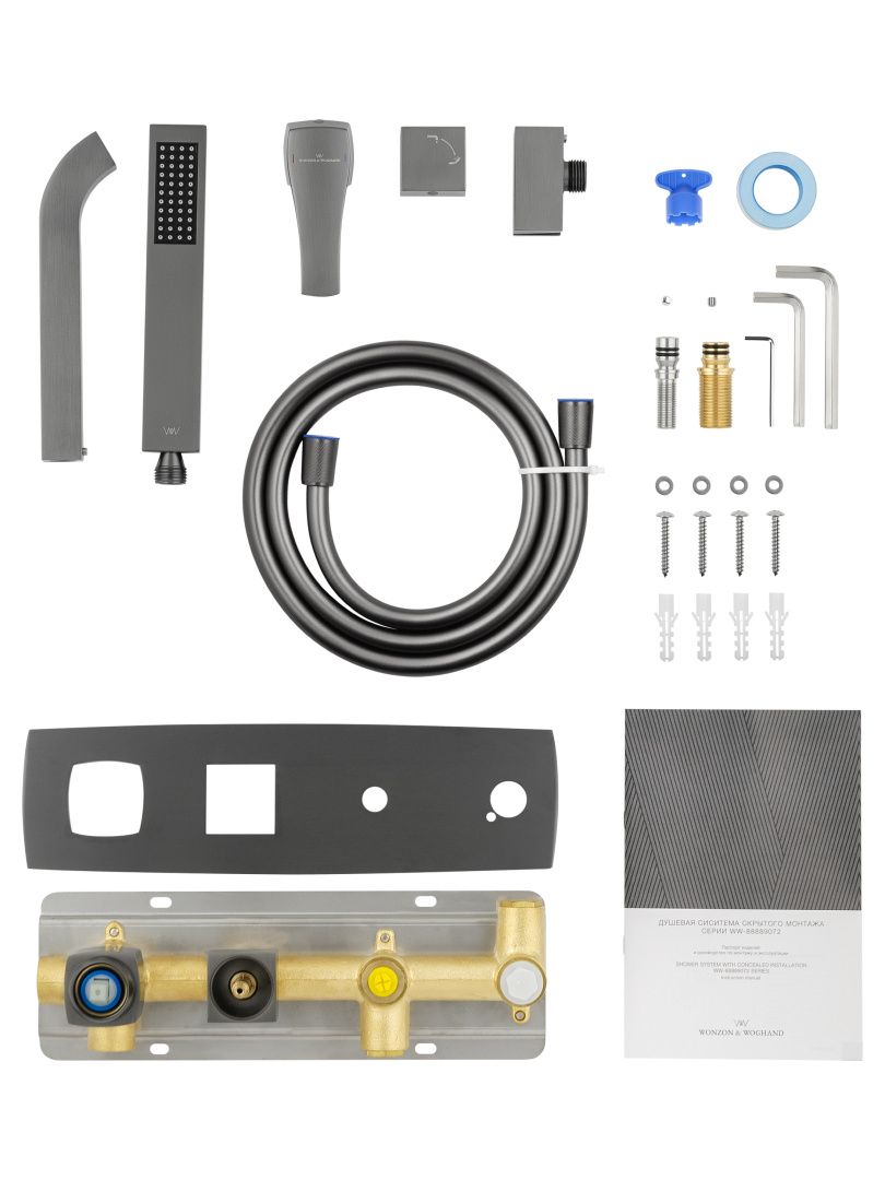 Приобрести смеситель для ванны встраиваемый wonzon & woghand flex, темный графит (ww-88889072-bgm)