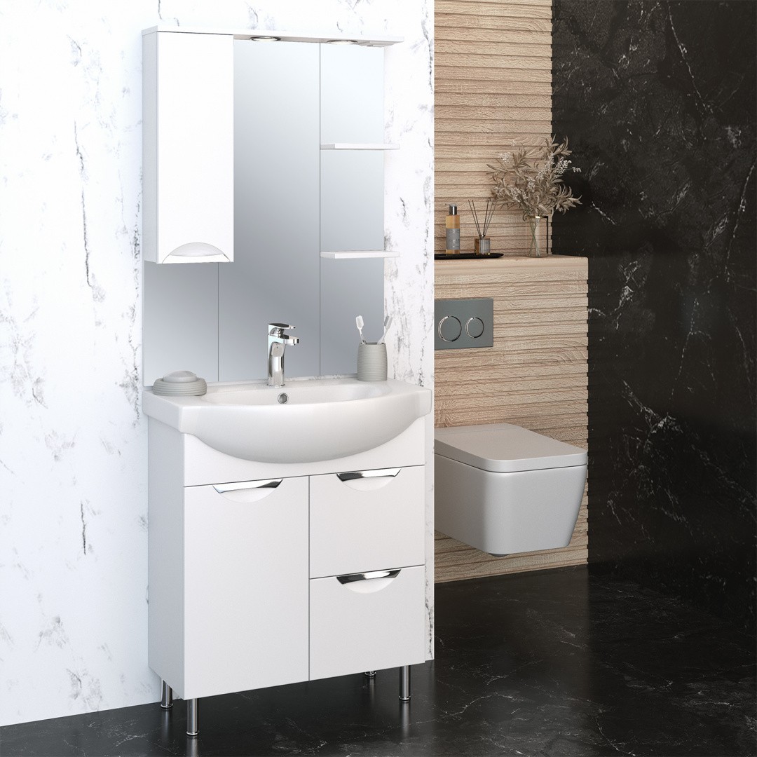 Приобрести aqua de marco зеркало-шкаф eleganse 75 см, левое, белый\хром 1075cele/l