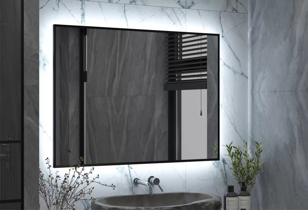 Приобрести continent зеркало с подсветкой meridian black 100х70 см, черное