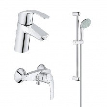 Набор смесителей 3 в 1 Grohe Eurosmart New и душевой гарнитур, хром 123576