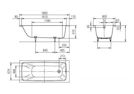 Приобрести ванна стальная kaldewei cayono 180х80 см, 275100013001 easy clean, alpine white