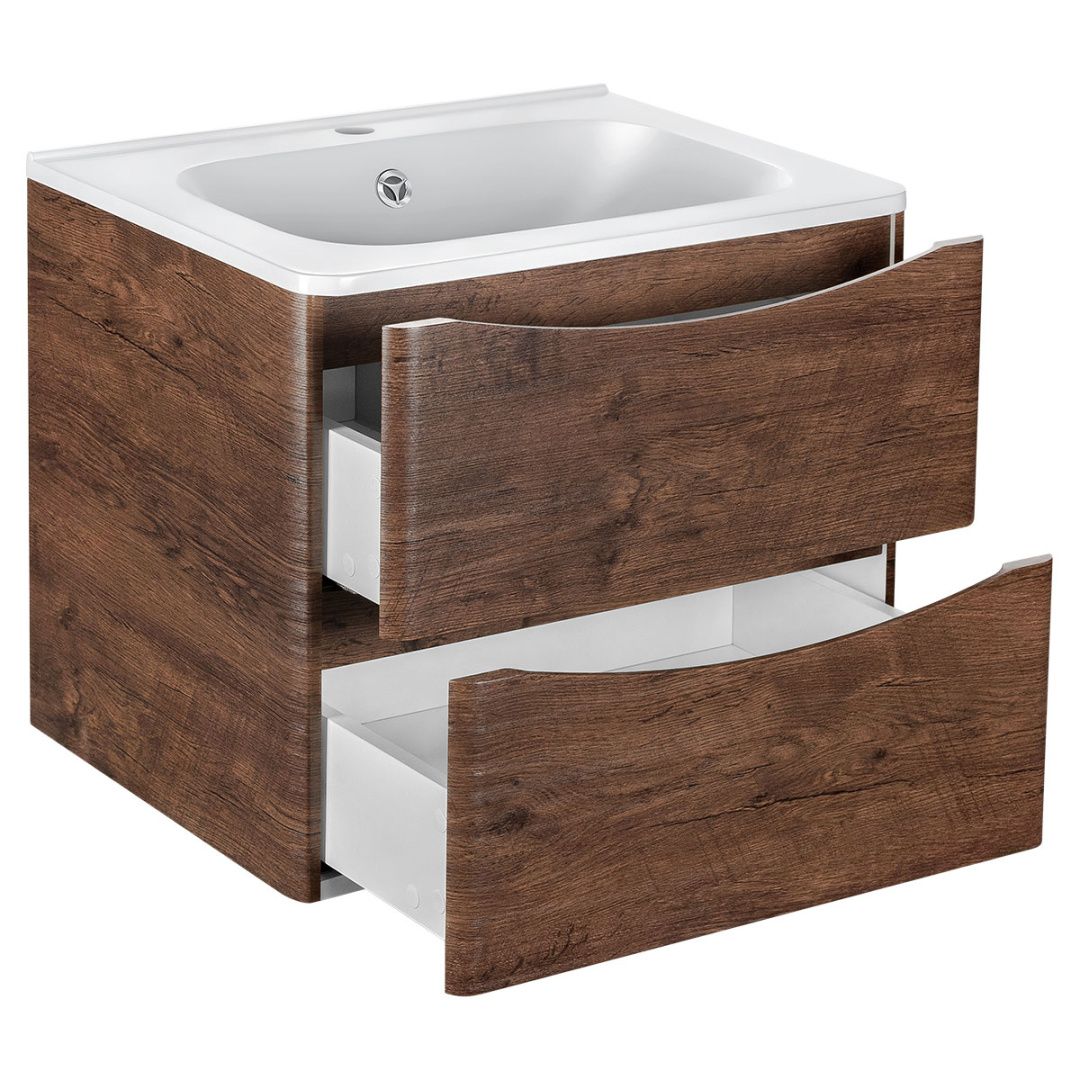 Приобрести vincea тумба подвесная paola 60 см, темное дерево с белой раковиной vmc-2p600rw;vcb-2vp600w