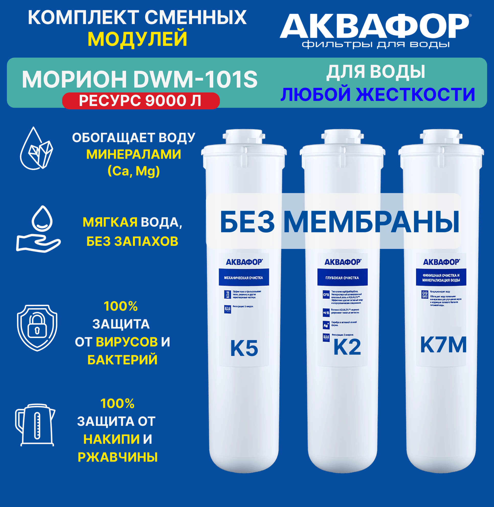 Приобрести аквафор комплект фильтров для воды к5-к2-к7м, 28696