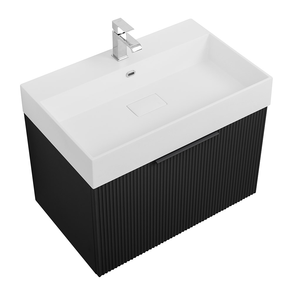 Приобрести cezares тумба подвесная с раковиной premium 70 см plisse nero opaco, черная 55437