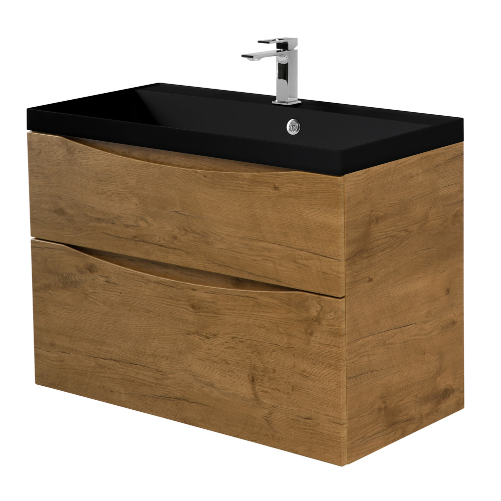 Приобрести belbagno тумба с раковиной marino-h60 80 см, подвесная rovere nature, черная раковина
