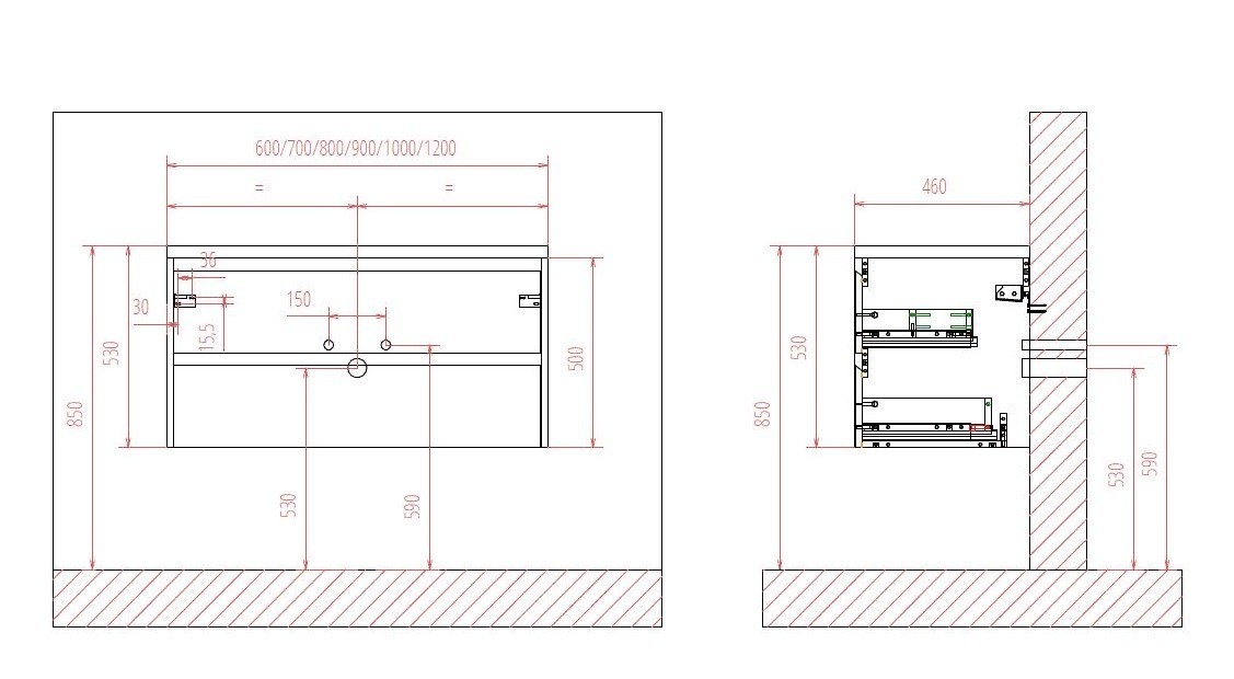 Приобрести тумба подвесная с раковиной belbagno kraft-700-2c-so-rt 70 см, rovere tabacco