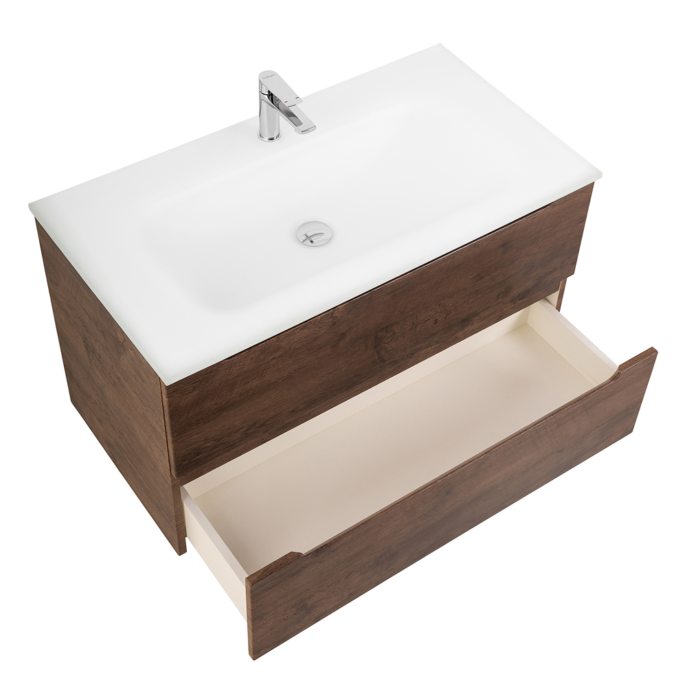 Приобрести belbagno тумба с раковиной etna 90 см, подвесная rovere moro, стеклянная раковина