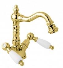 CEZARES Смеситель для биде FIRST с донным клапаном, золото FIRST-BS2-03/24-Bi