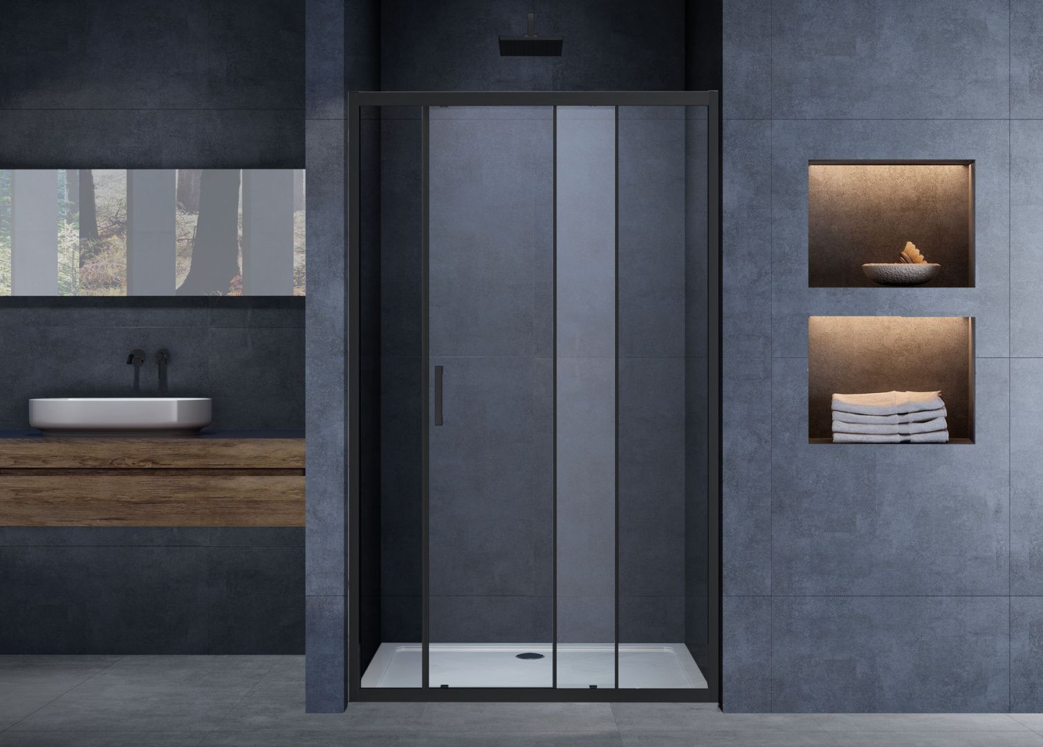 Приобрести vincea душевая дверь alpha 110 см, прозрачное, черная vds-3al110clb