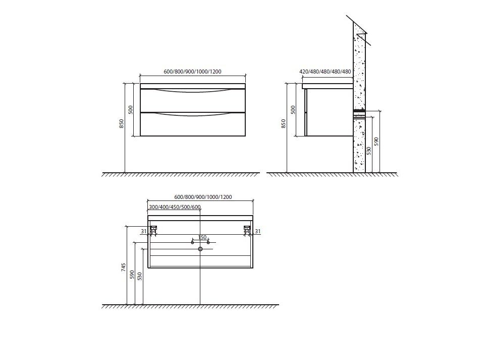 Приобрести тумба подвесная с раковиной belbagno ancona-n-800-2c-so-rw 80 см, темный дуб