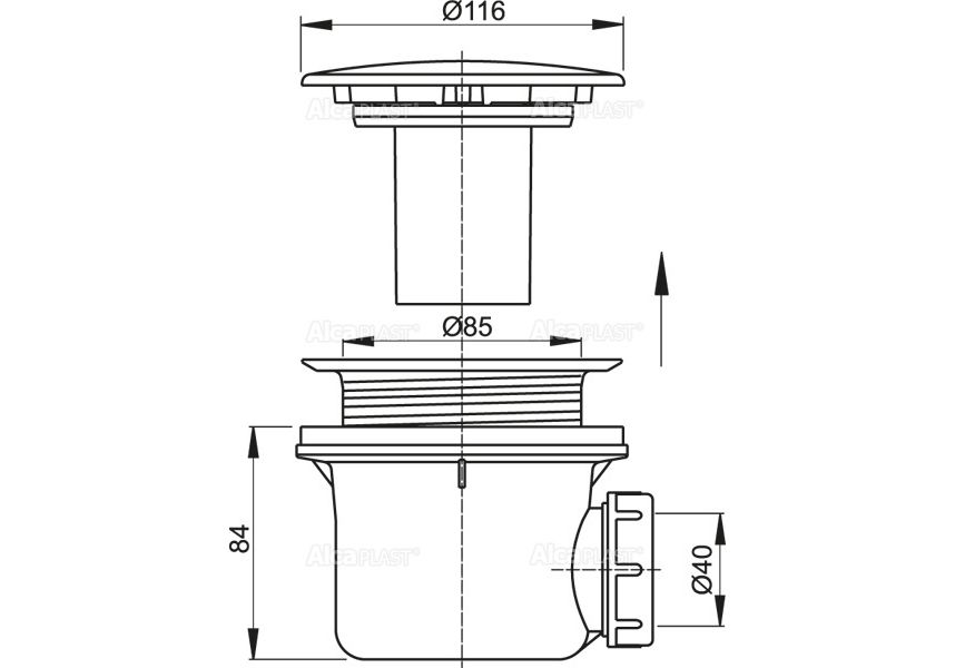 Приобрести сифон для душевого поддона alcaplast a49cr dn90