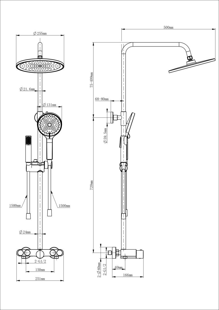 Приобрести душевая система с термостатом wonzon & woghand muse selesta, темный графит (ww-b4113-bgg)