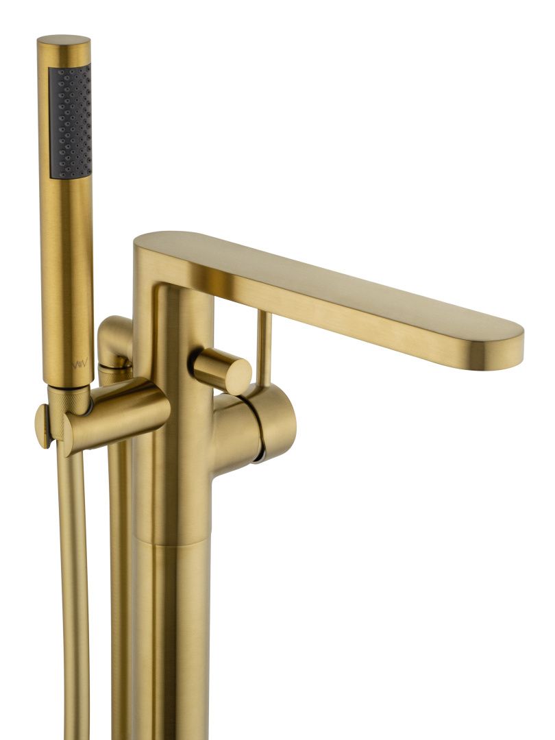 Приобрести смесители напольные для ванн и раковин wonzon & woghand stick, брашированное золото (ww-88649901-bg)