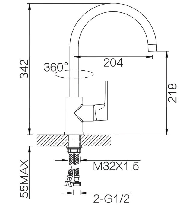 Приобрести смеситель для кухни vieir ergo 342 мм, песочный v043521а