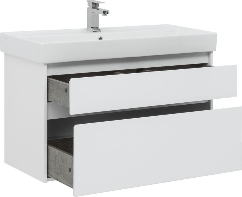 Приобрести aquanet тумба с раковиной nova lite 100 см, (slim synergy) белая, 2 ящика