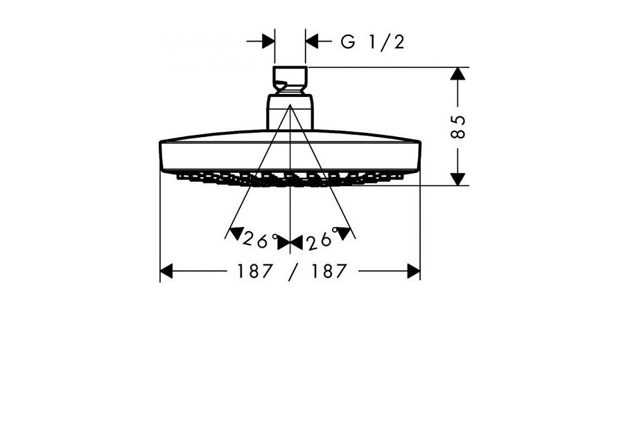 Приобрести 26524000 croma select s верхний душ 180 2jet, хром