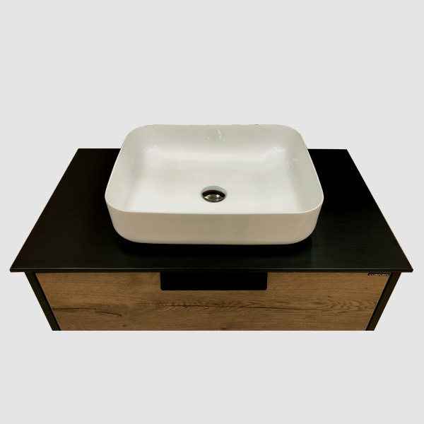 Приобрести сomforty тумба со столешницей "кёльн-90-1", дуб темный с черной столешницей и раковиной