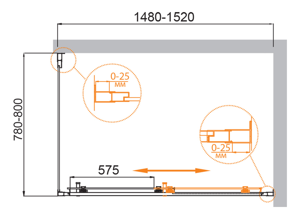 Приобрести cezares душевое ограждение molveno 150х80 см, хром molveno-ah-11-150/80-c-cr-iv