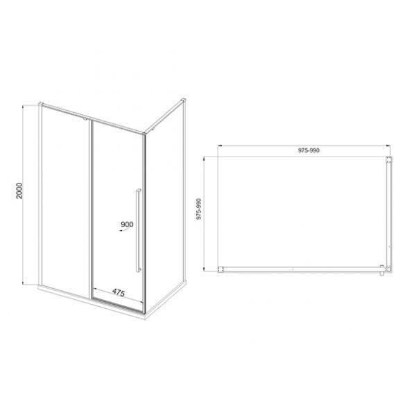 Приобрести душевое ограждение mirsant next 100х100x200