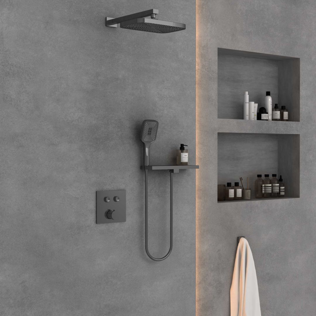 Приобрести vincea встраиваемая душевая система с термостатом, оружейная сталь vsfw-4211rgm