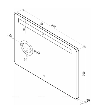 Приобрести continent зеркало с подсветкой fibra 90х70 см, сенсорный включатель, белое
