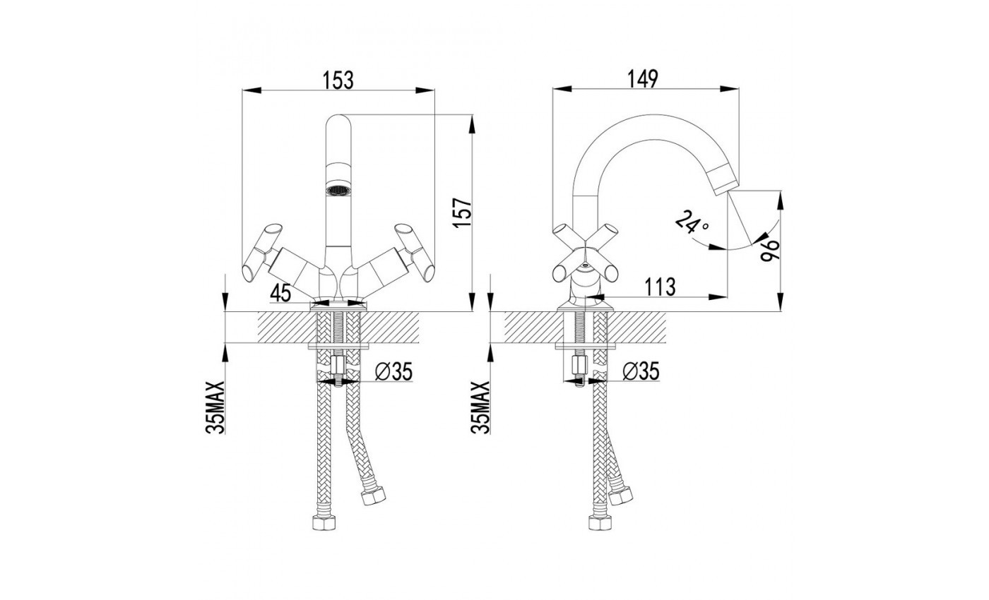 Приобрести lemark смеситель для раковины practica, двухвентильный, хром lm7507c