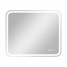 Continent Зеркало с подсветкой Russo 100х70 см, сенсорный включатель, подогрев, часы, белое