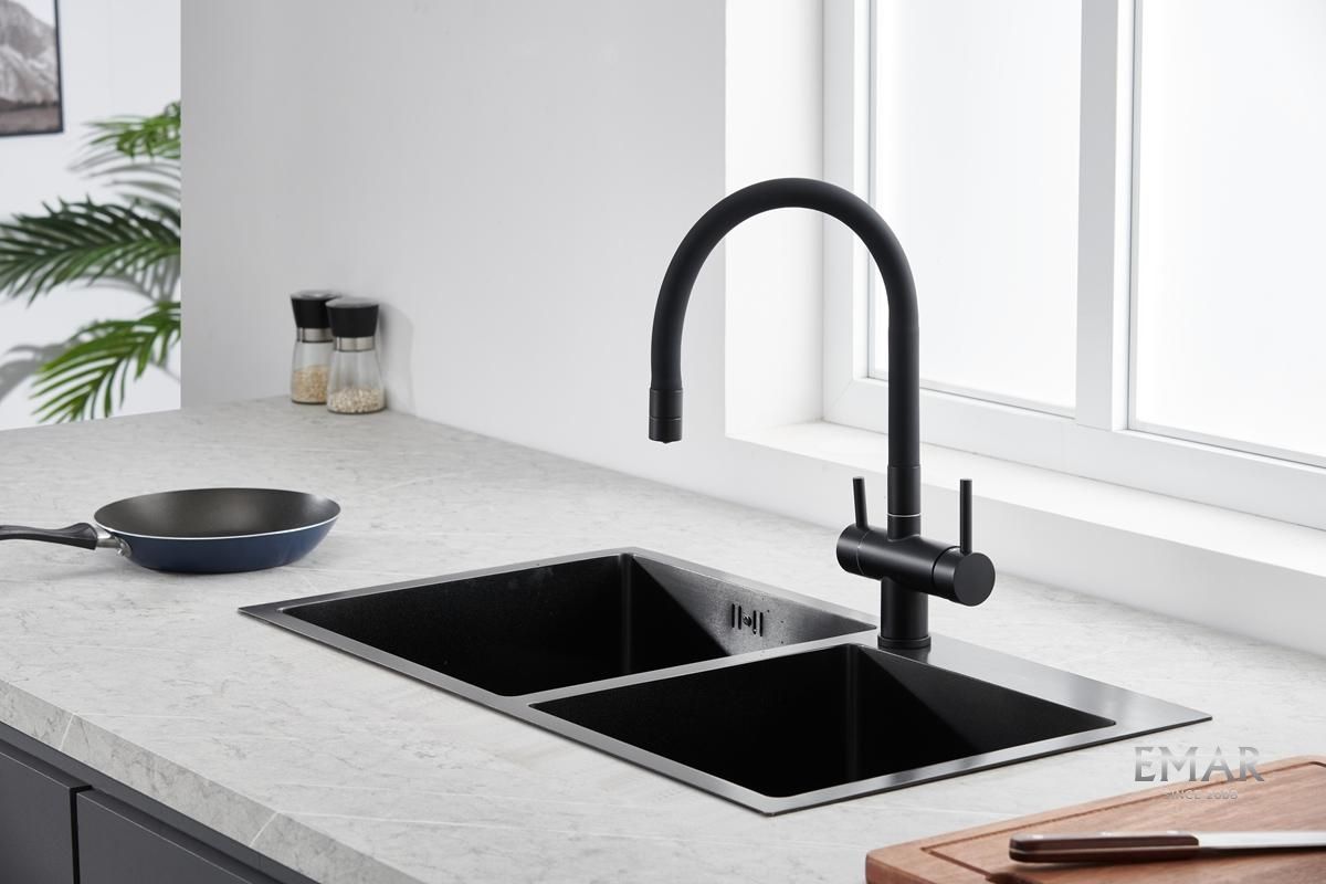 Приобрести emar смеситель для кухни, черный ес - 3015 black