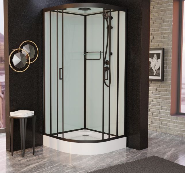 Приобрести frank душевая кабина f410 black, низкий поддон, полукруглая