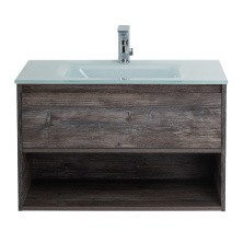 BelBagno Тумба c раковиной KRAFT 80 см, с одним ящиком и полкой, подвесная Pino Pasadena, стеклянная раковина