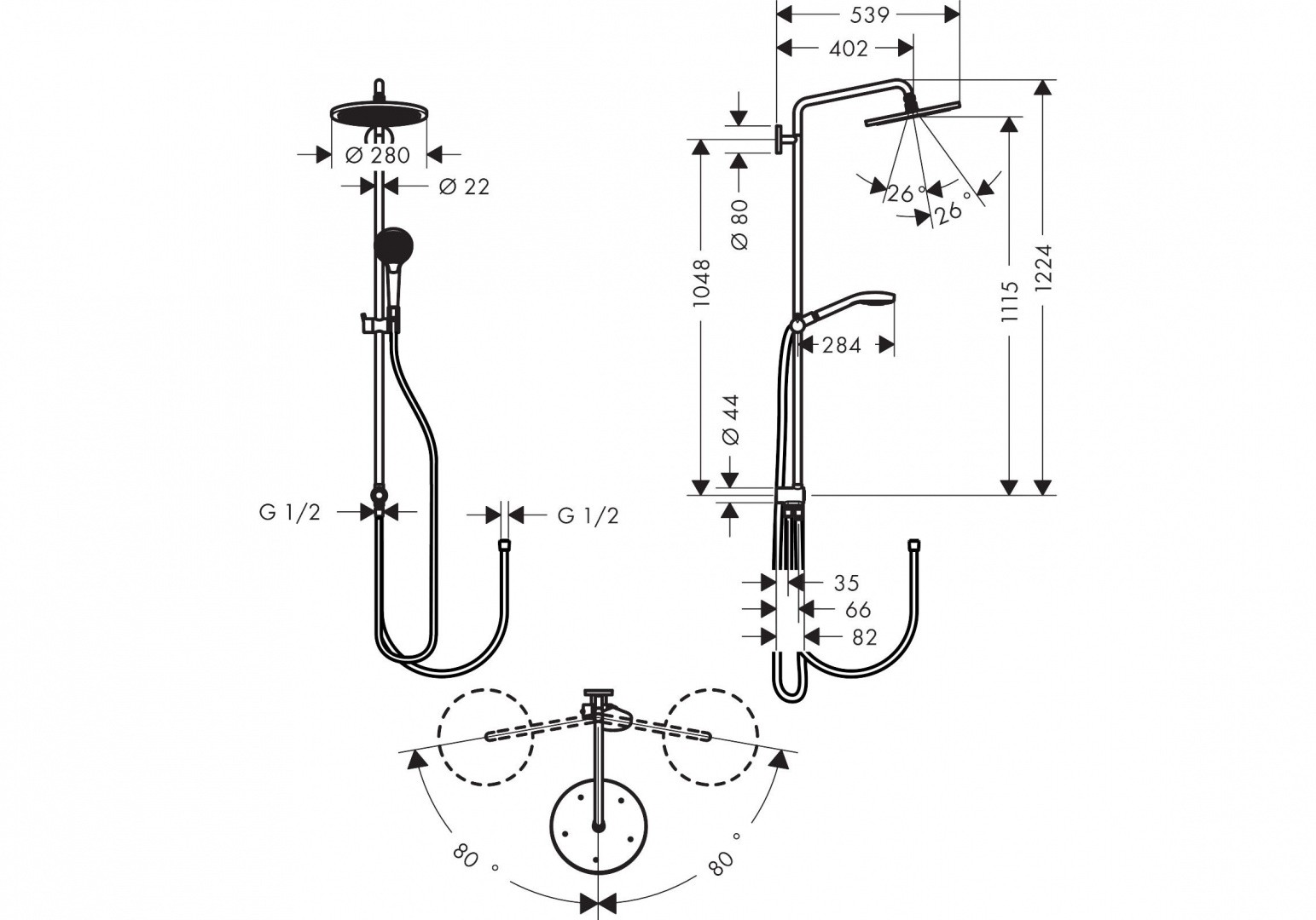 Приобрести 26793000 croma select s 280 air 1jet showerpipe reno ecosmart
