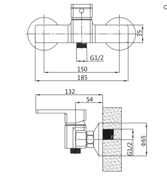 Приобрести смеситель для душа vieir sera 185 мм, графит/gun metal v353561g