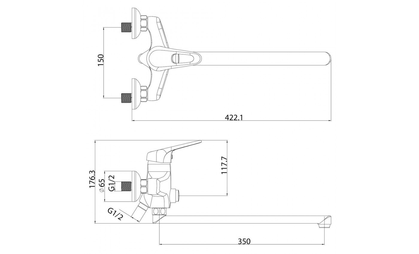 Приобрести lemark смеситель для ванны luna, хром lm4157c
