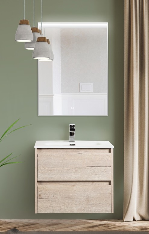 Приобрести тумба подвесная с раковиной belbagno kraft-600-2c-so-rgb 60 см, rovere galifax bianco