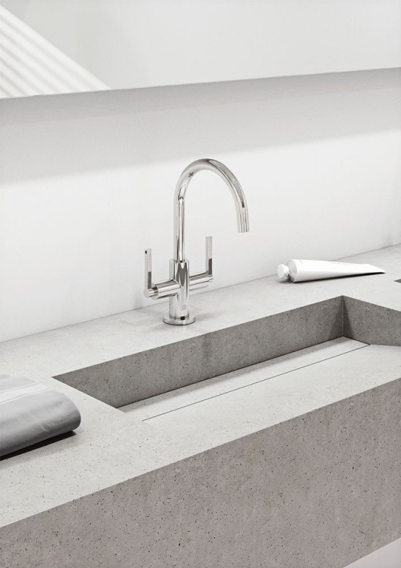 Приобрести kludi смеситель для раковины nova fonte puristic c донным клапаном, высокий 300мм, хром 201180515