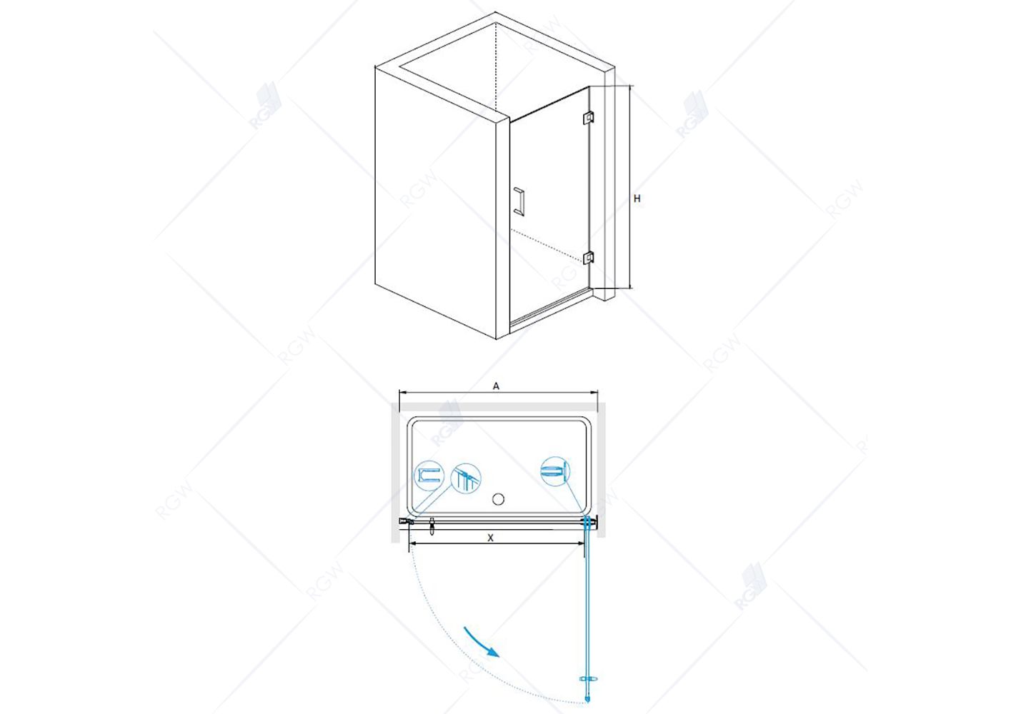 Приобрести душевая дверь rgw ho-011 b 90 см, прозрачное, 350601109-14