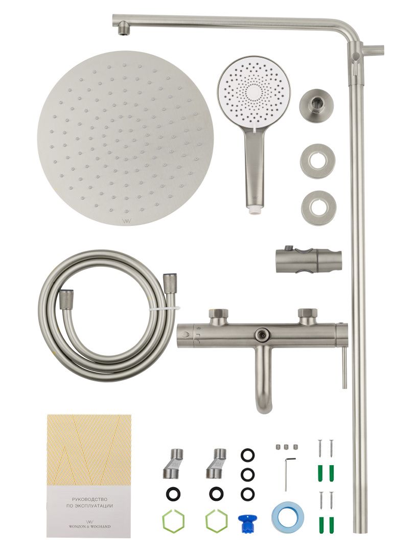 Приобрести душевая система wonzon & woghand stick, брашированный никель (ww-88739017-bn)
