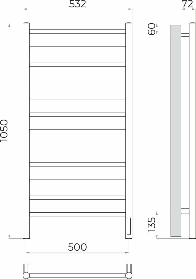 Приобрести terminus полотенцесушитель аврора п10 50х105 см, электрический, хром